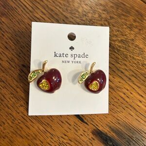 Kate Spade New York Earrings Red Enamel Apple Design